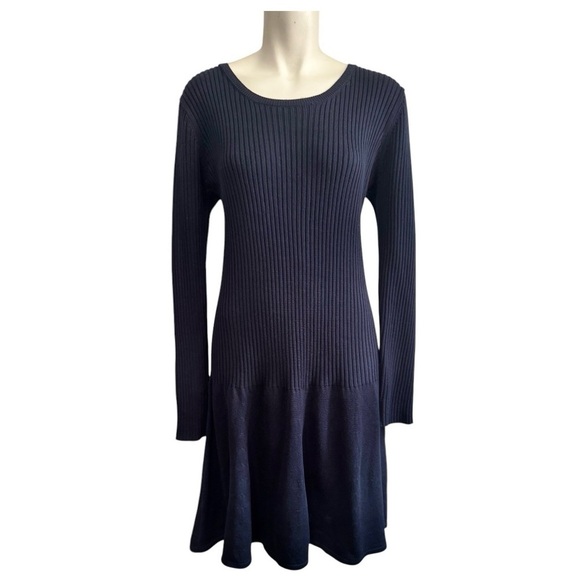 CALVIN KLEIN dark navy fit and flare ribbed knit sweater dress womens XL - Picture 1 of 11